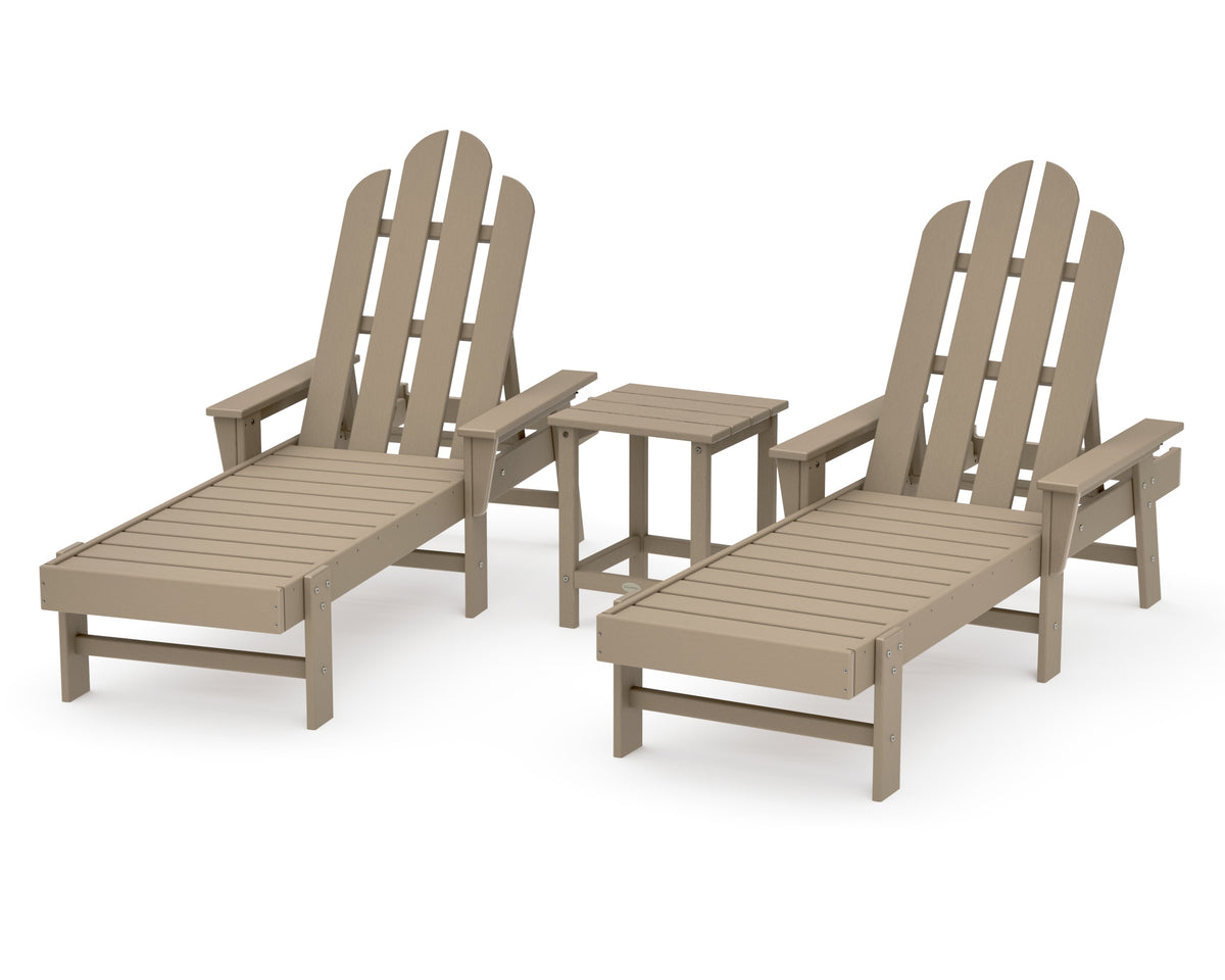 POLYWOOD Long Island Chaise 3-Piece Set in Vintage Sahara
