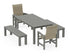 POLYWOOD Coastal Woven High-Back 5-Piece Parsons Dining Set with Benches in Slate Grey / Dune Grass