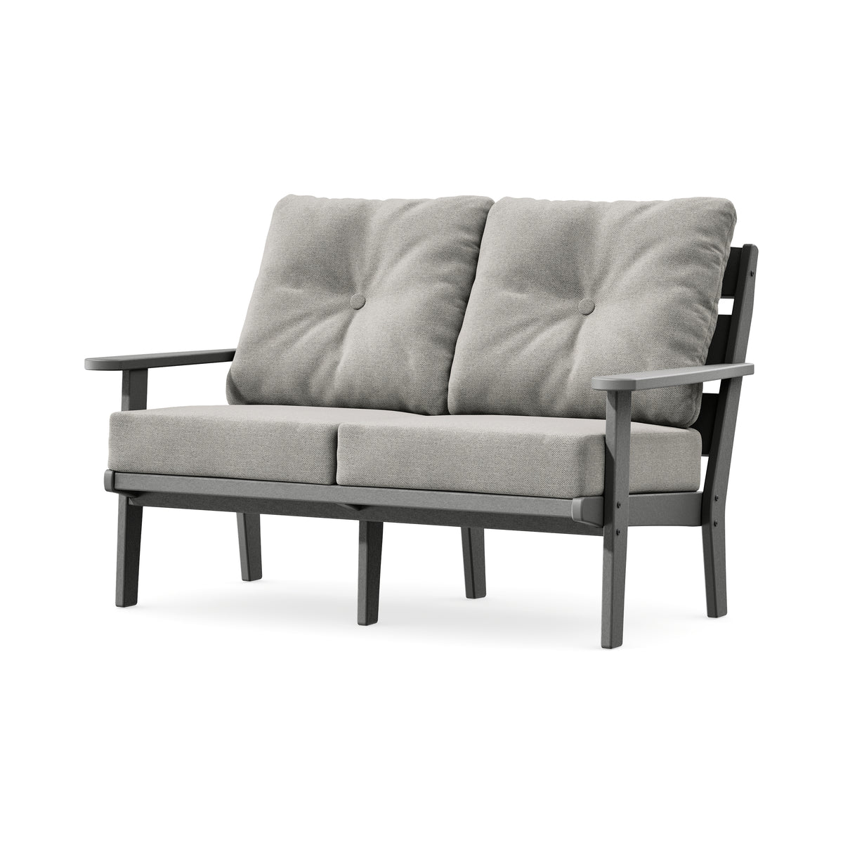 POLYWOOD Lakeside Deep Seating Loveseat in Slate Grey / Weathered Tweed
