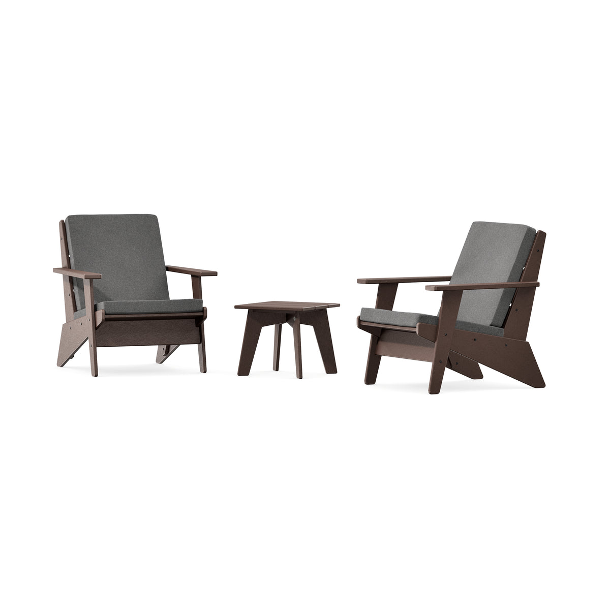 POLYWOOD Riviera Modern Lounge 3-Piece Set in Mahogany