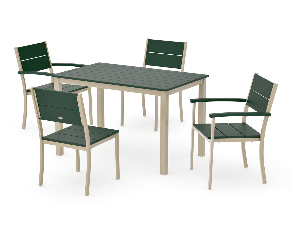 POLYWOOD Main Street 5-Piece Dining Set with Main Street 30 x 48 Dining Table in Sand / Green