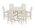 POLYWOOD Savannah 7-Piece Farmhouse Side Chair Round Bar Set in Sand
