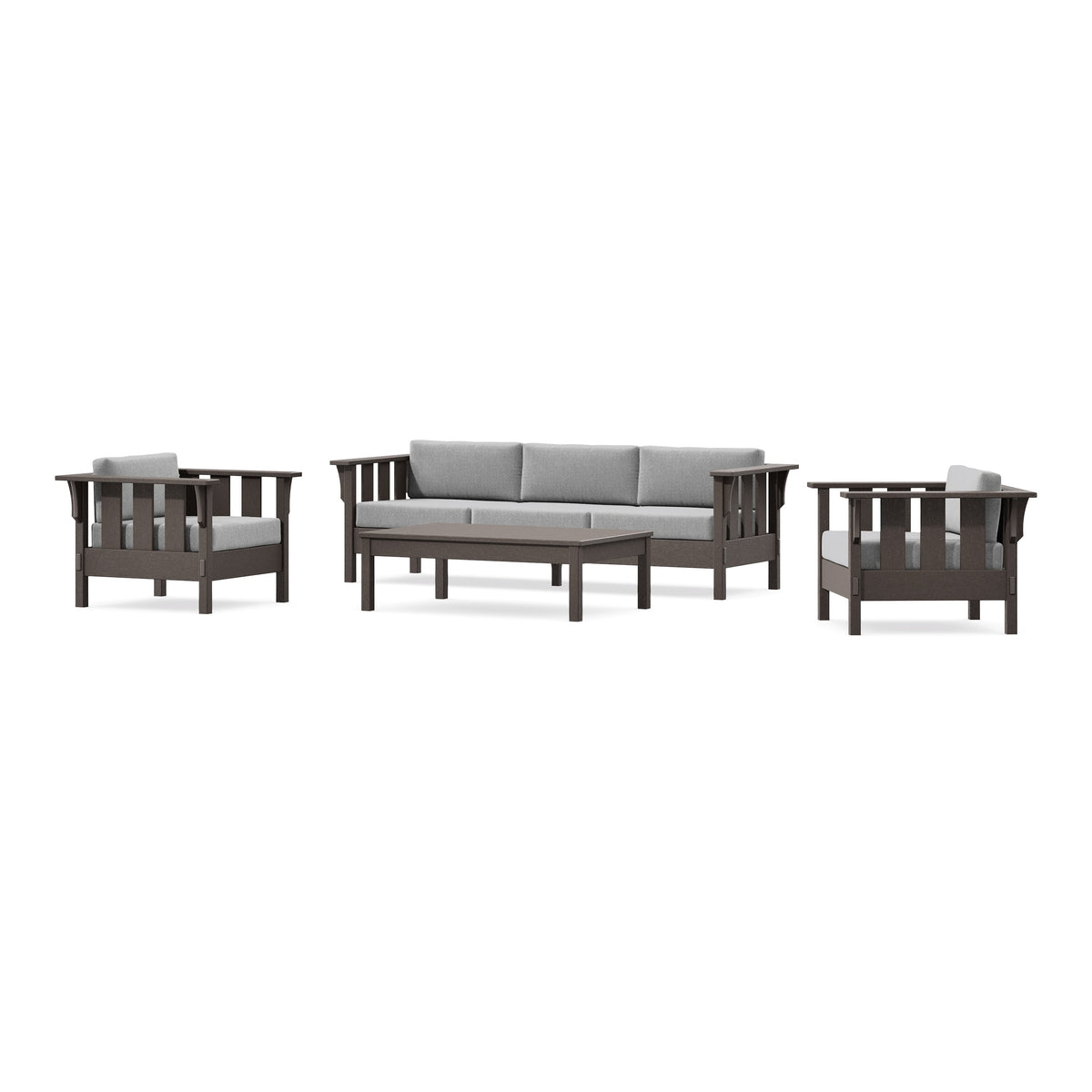 POLYWOOD Acadia 4-Piece Deep Seating Set with Sofa in Vintage Coffee / Grey Mist