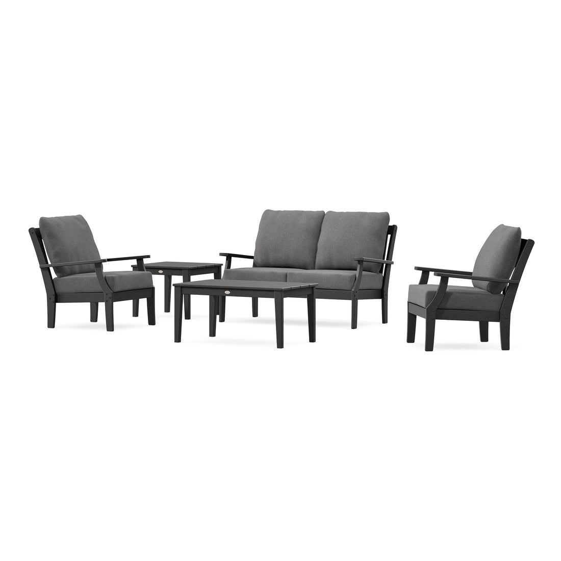 POLYWOOD Braxton 5-Piece Deep Seating Set in Black