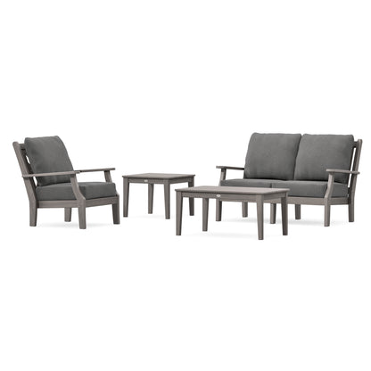 POLYWOOD Country Living Wovendale 4-Piece Deep Seating Set in Driftwood