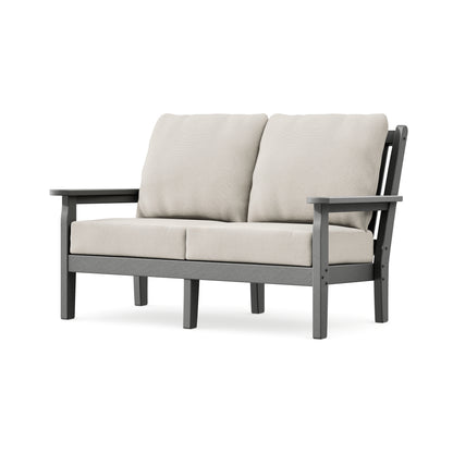 POLYWOOD Chippendale Deep Seating Loveseat in Slate Grey / Dune Burlap