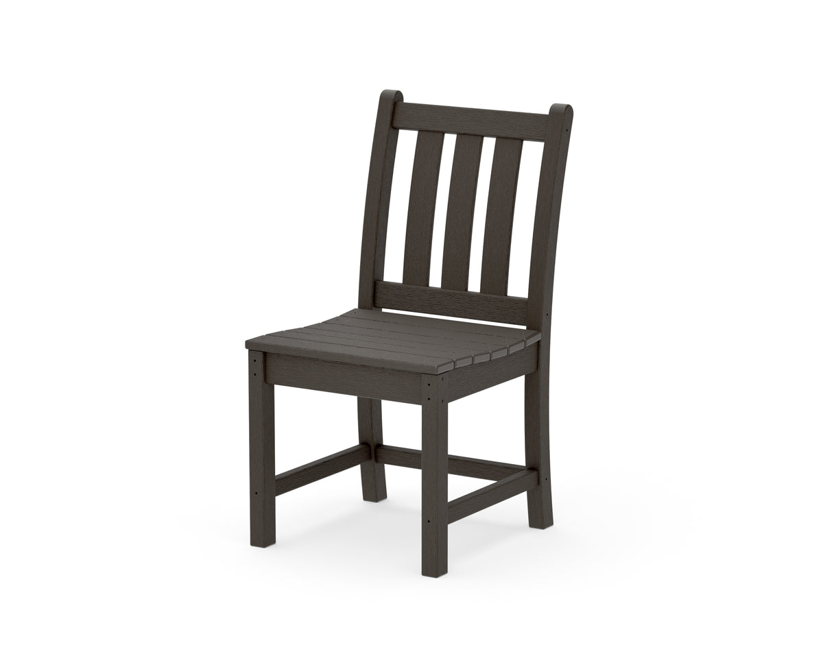 POLYWOOD Traditional Garden Dining Side Chair in Vintage Coffee