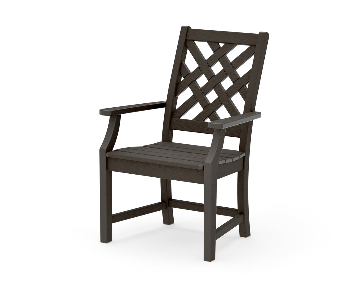 POLYWOOD Wovendale Dining Arm Chair in Vintage Coffee