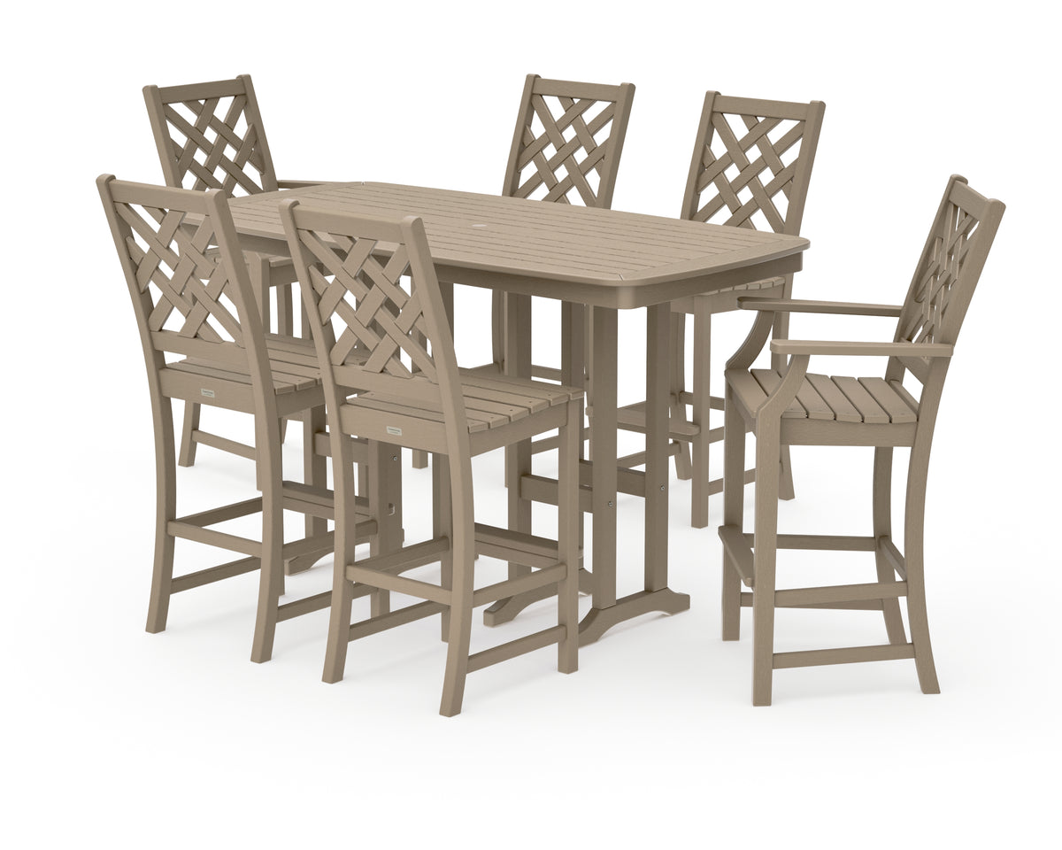 POLYWOOD Country Living Wovendale 7-Piece Bar Set in Vintage Sahara