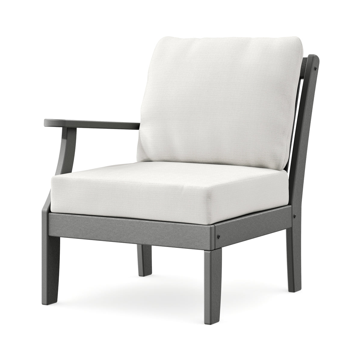 POLYWOOD Braxton Modular Left Arm Chair in Slate Grey / Natural Linen