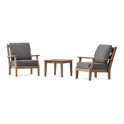 POLYWOOD Country Living Wovendale 3-Piece Deep Seating Set in Teak