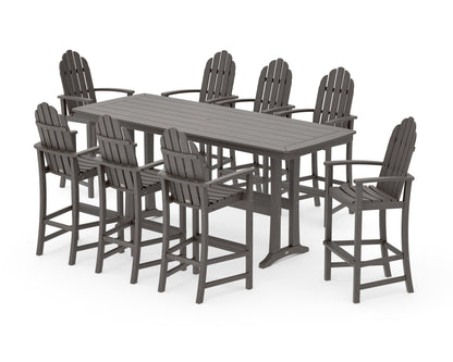 POLYWOOD Classic Adirondack 9-Piece Bar Set with Trestle Legs in Driftwood
