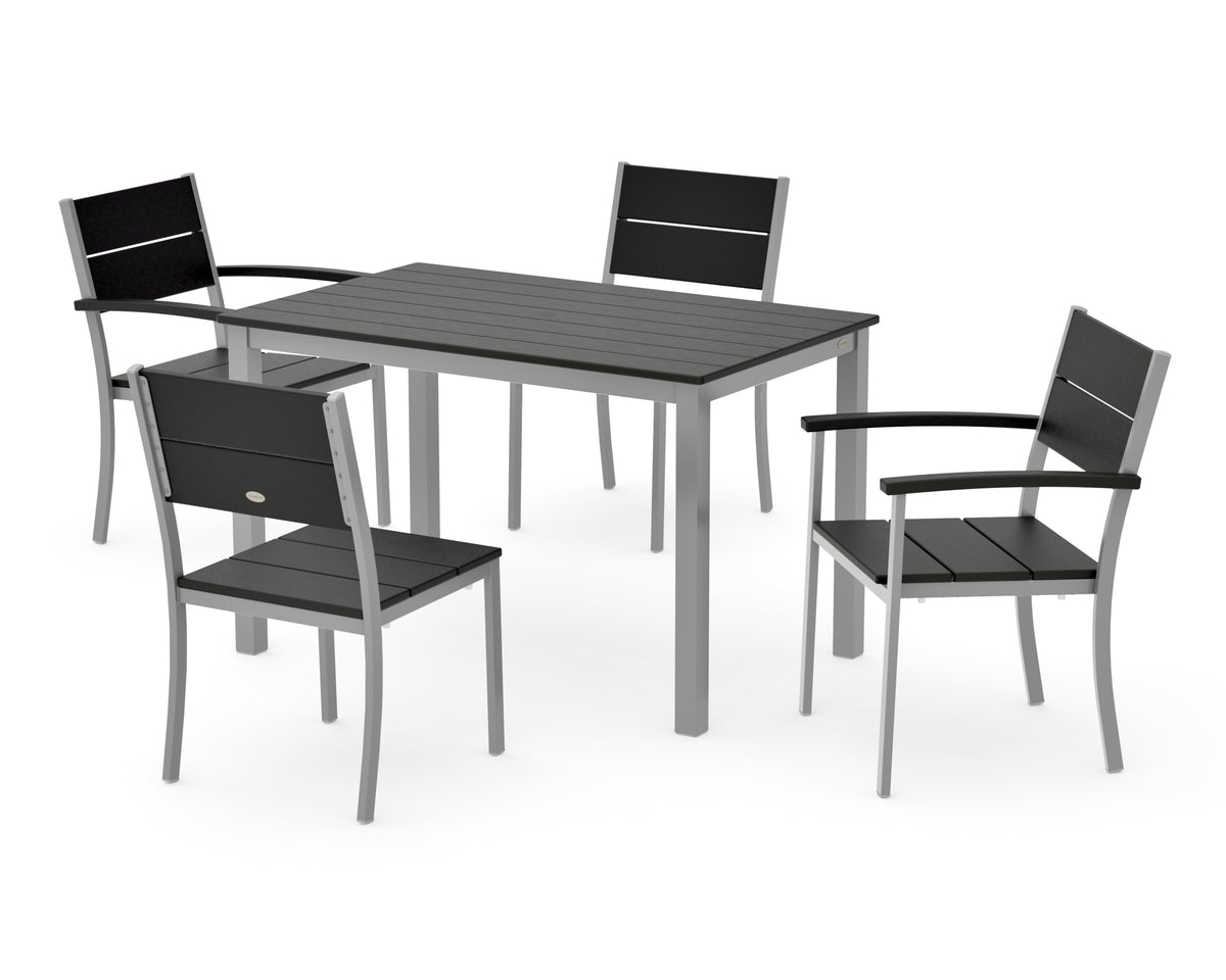 POLYWOOD Main Street 5-Piece Dining Set with Main Street 30 x 48 Dining Table in Silver / Black