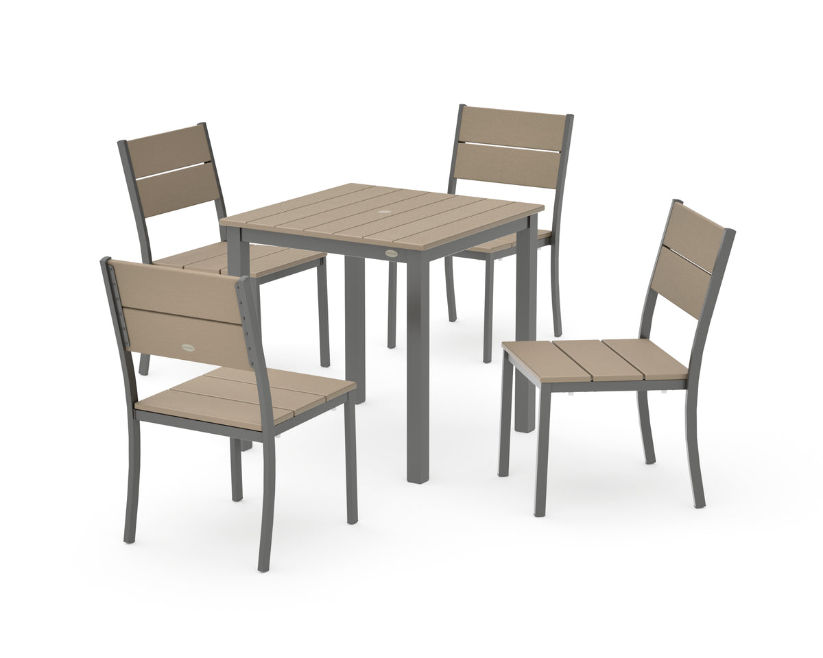 POLYWOOD Main Street 5-Piece Square Dining Set- Small in Charcoal / Vintage Sahara