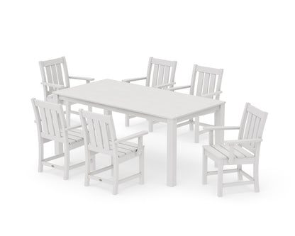 POLYWOOD Oxford Arm Chair 7-Piece Parsons Dining Set in Vintage White