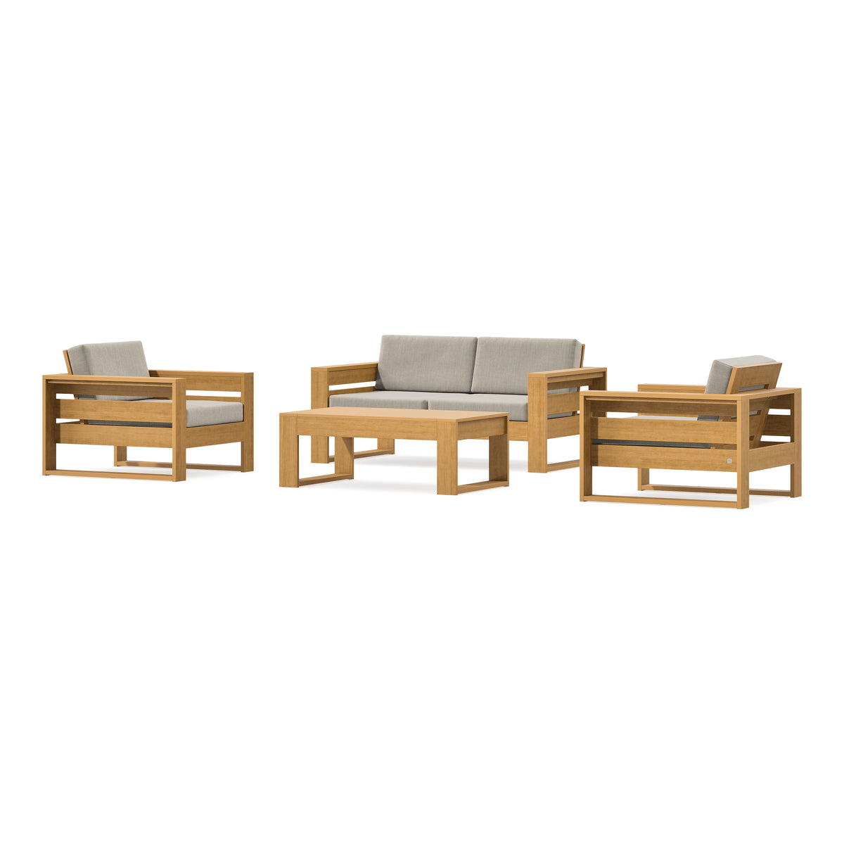 POLYWOOD PW Designer Series Latitude 4-Piece Lounge Loveseat Set in Natural / Cast Ash