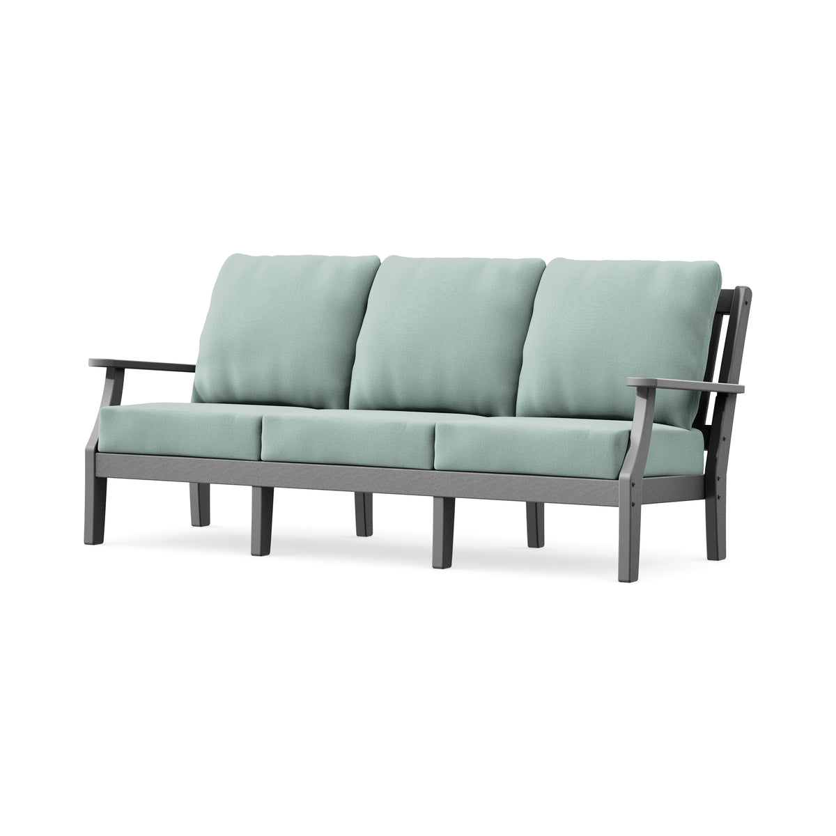 POLYWOOD Chinoiserie Deep Seating Sofa in Slate Grey / Spa