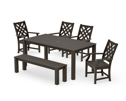 POLYWOOD Wovendale 6-Piece Parsons Dining Set with Bench in Vintage Coffee