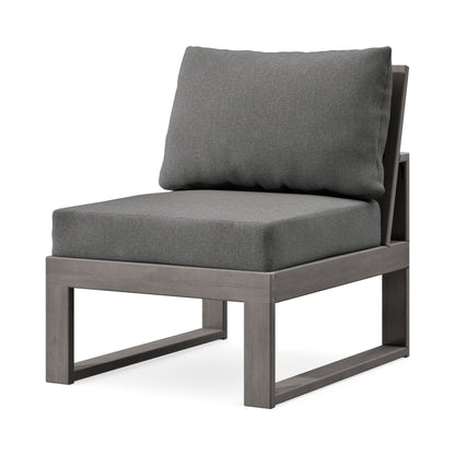 POLYWOOD Modular Armless Chair in Driftwood / Ash Charcoal