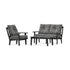 POLYWOOD Oxford 3-Piece Deep Seating Set with Loveseat in Black