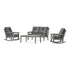 POLYWOOD Vineyard 4-Piece Deep Seating Rocking Chair Set in Slate Grey