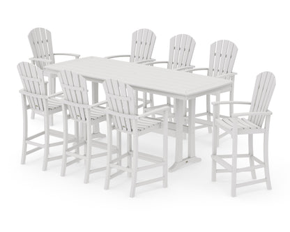 POLYWOOD Palm Coast 9-Piece Bar Set with Trestle Legs in Vintage White
