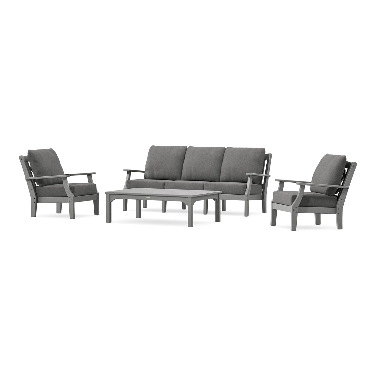 POLYWOOD Chinoiserie 4-Piece Deep Seating Set with Sofa in Slate Grey