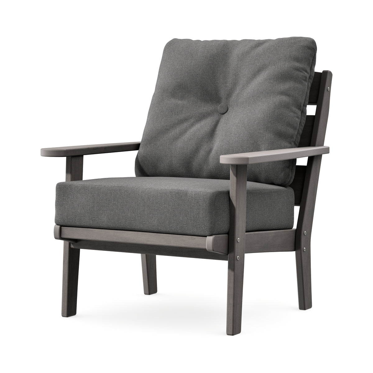 POLYWOOD Lakeside Deep Seating Chair in Driftwood / Ash Charcoal