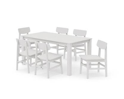POLYWOOD Modern Studio Urban Chair 7-Piece Parsons Table Dining Set in Vintage White