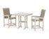 POLYWOOD Coastal Woven High-Back 3-Piece Farmhouse Counter Set with Trestle Legs in Sand / Dune Grass