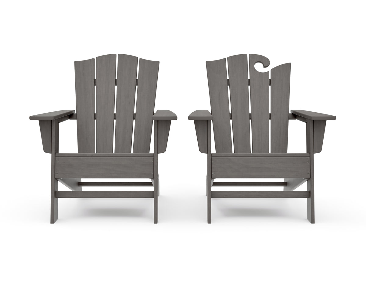 POLYWOOD Wave 2-Piece Adirondack Chair Set with The Crest Chair in Driftwood
