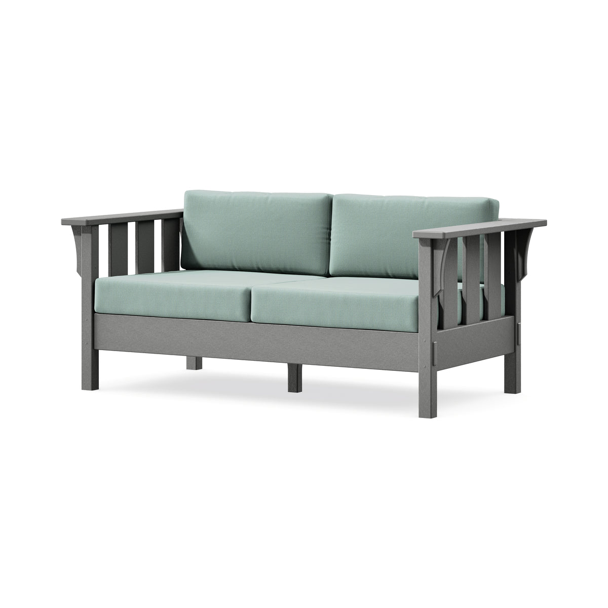 POLYWOOD Acadia Deep Seating Loveseat in Slate Grey / Spa
