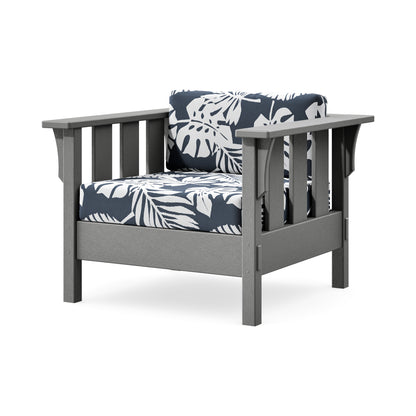 POLYWOOD Acadia Deep Seating Chair in Slate Grey / Leaf Marine Indigo