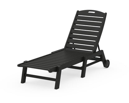 POLYWOOD Nautical Chaise with Wheels in Black