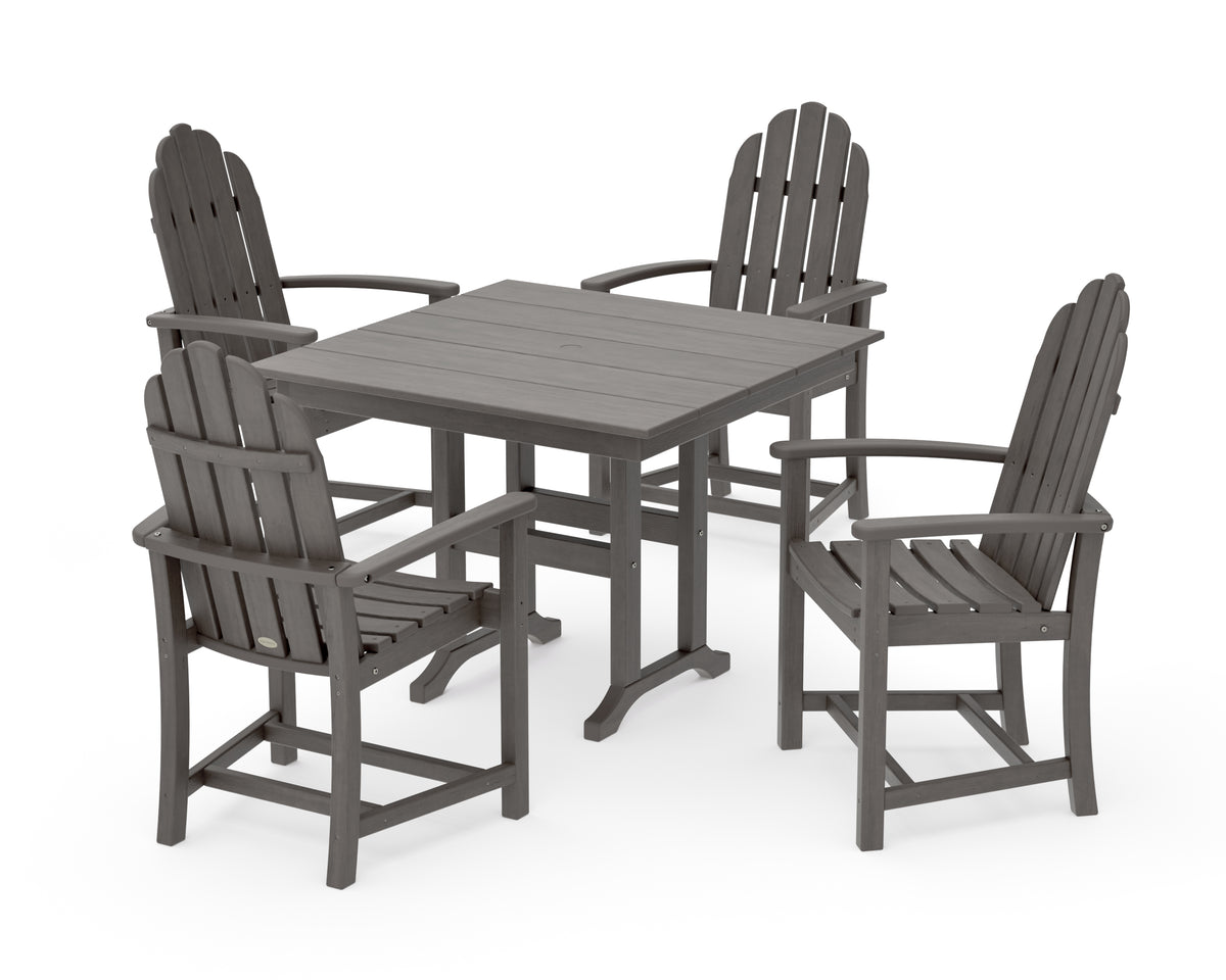 POLYWOOD Classic Adirondack 5-Piece Farmhouse Dining Set in Driftwood