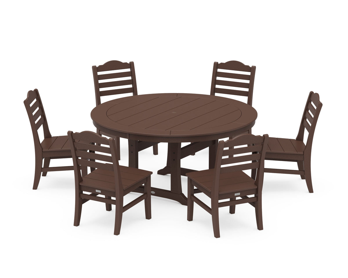 POLYWOOD Savannah 7-Piece Side Chair Round Dining Set in Mahogany