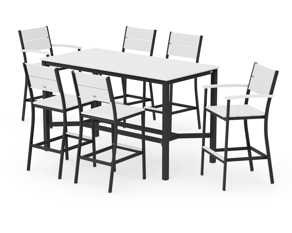 POLYWOOD Main Street 7-Piece Bar Set in Black / White