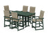 POLYWOOD EDGE Woven Highback Arm Chair 7-Piece Farmhouse Counter Set in Green / Dune Grass