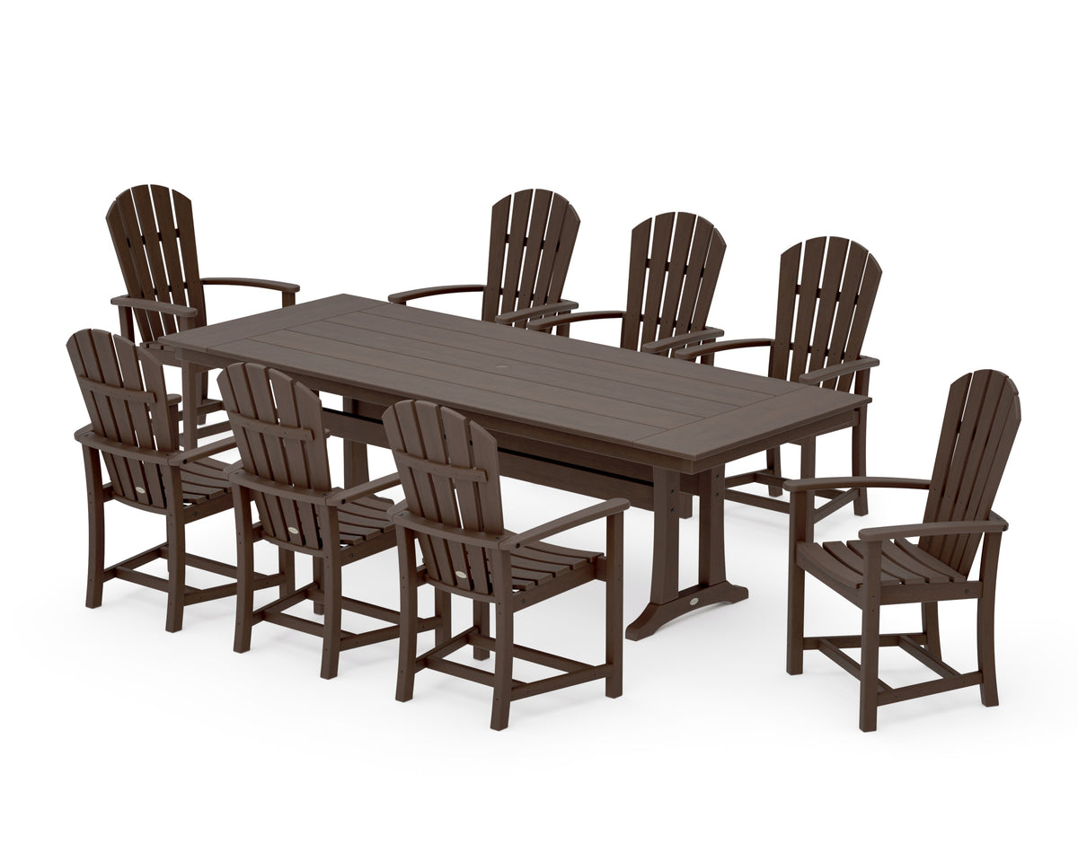 POLYWOOD Palm Coast 9-Piece Farmhouse Dining Set with Trestle Legs in Kona