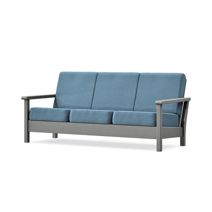 POLYWOOD Harbour Deep Seating Sofa in Slate Grey / Sky Blue