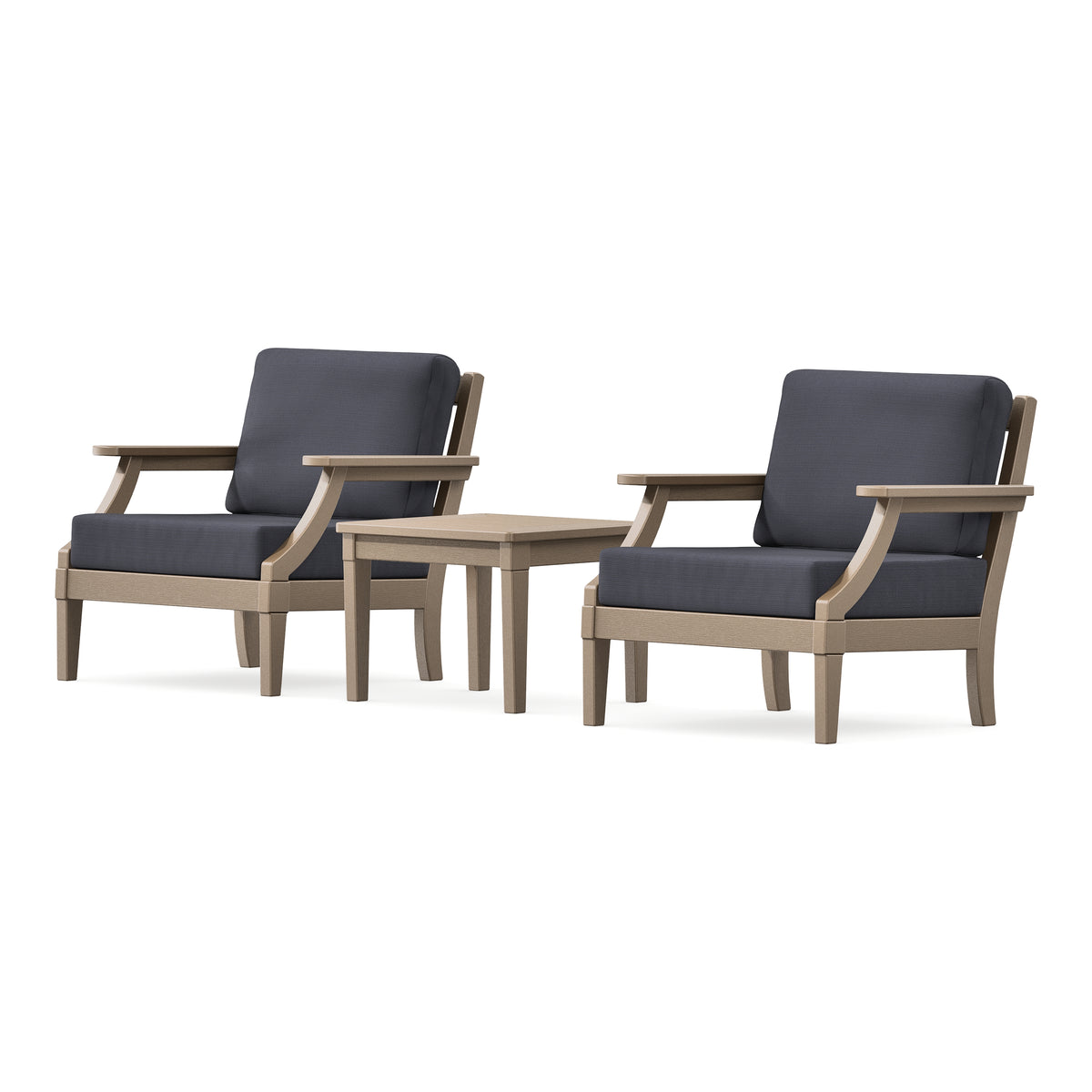 POLYWOOD PW Designer Series Estate 3-Piece Lounge Chair Set in Vintage Sahara / Midnight Linen
