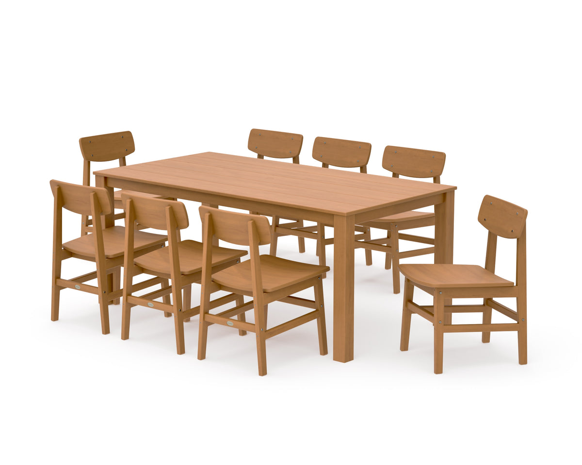 POLYWOOD Modern Studio Urban Chair 9-Piece Parsons Dining Set in Natural