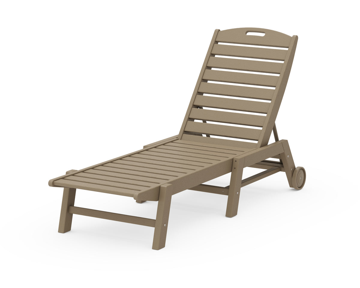 POLYWOOD Nautical Chaise with Wheels in Vintage Sahara