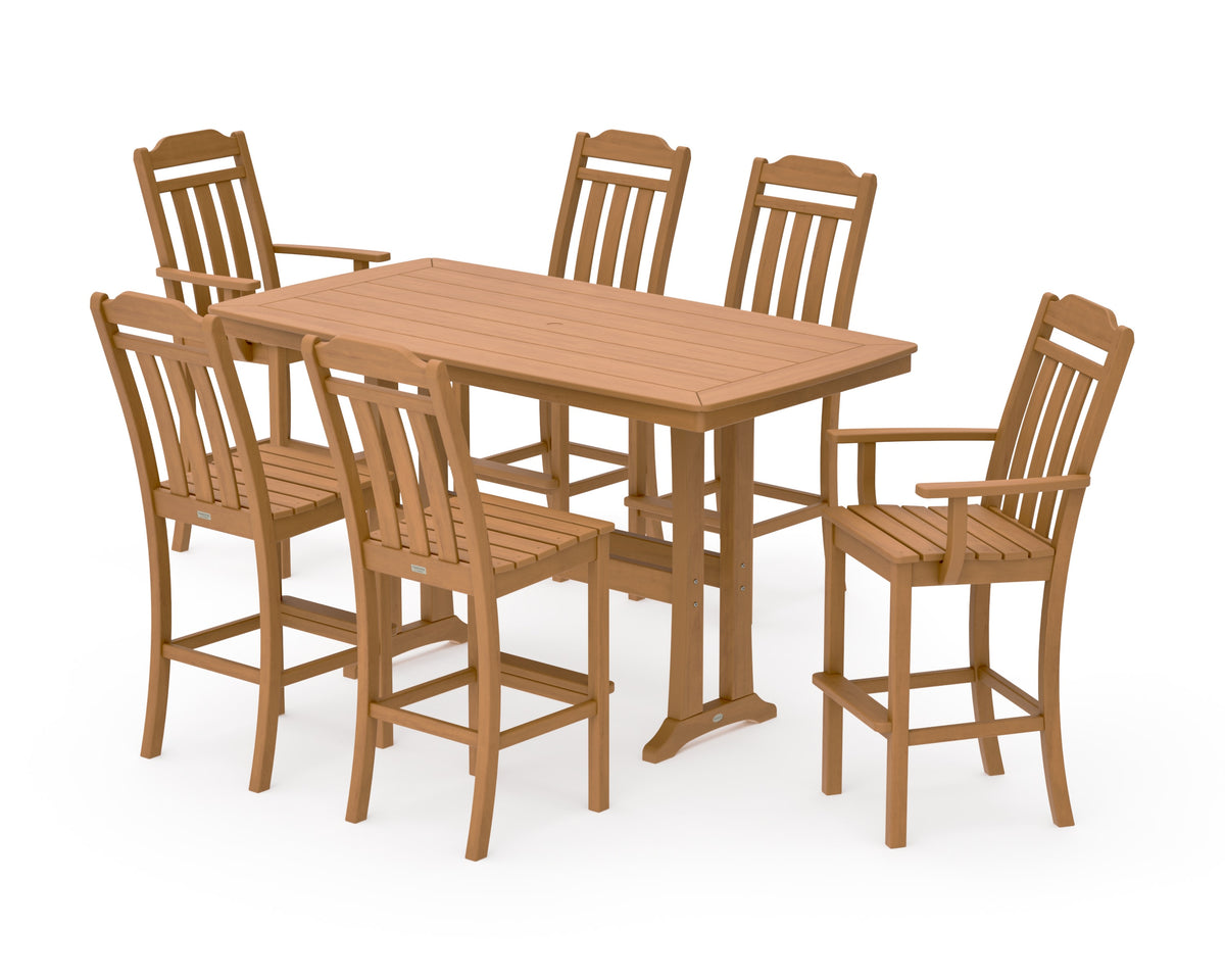 POLYWOOD Cottage 7-Piece Bar Set with Trestle Legs in Natural