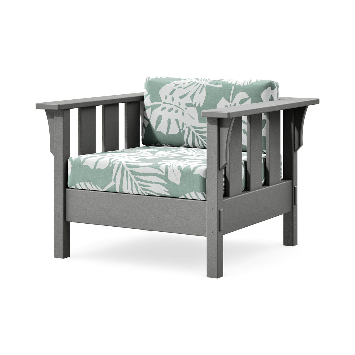 POLYWOOD Acadia Deep Seating Chair in Slate Grey / Leaf Glacier Spa