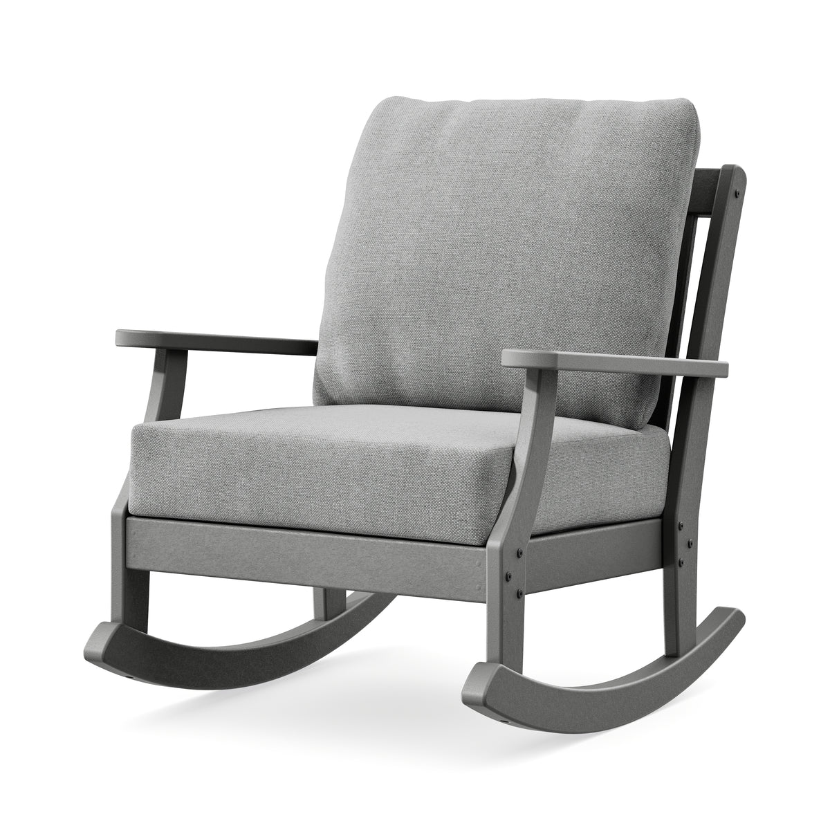 POLYWOOD Braxton Deep Seating Rocking Chair in Slate Grey / Grey Mist