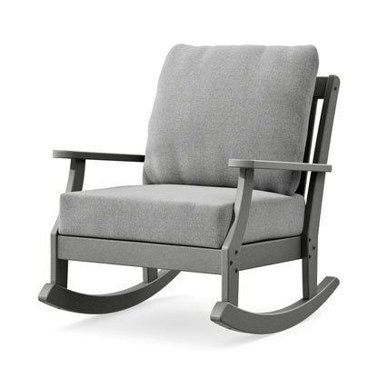 POLYWOOD Braxton Deep Seating Rocking Chair in Slate Grey / Grey Mist