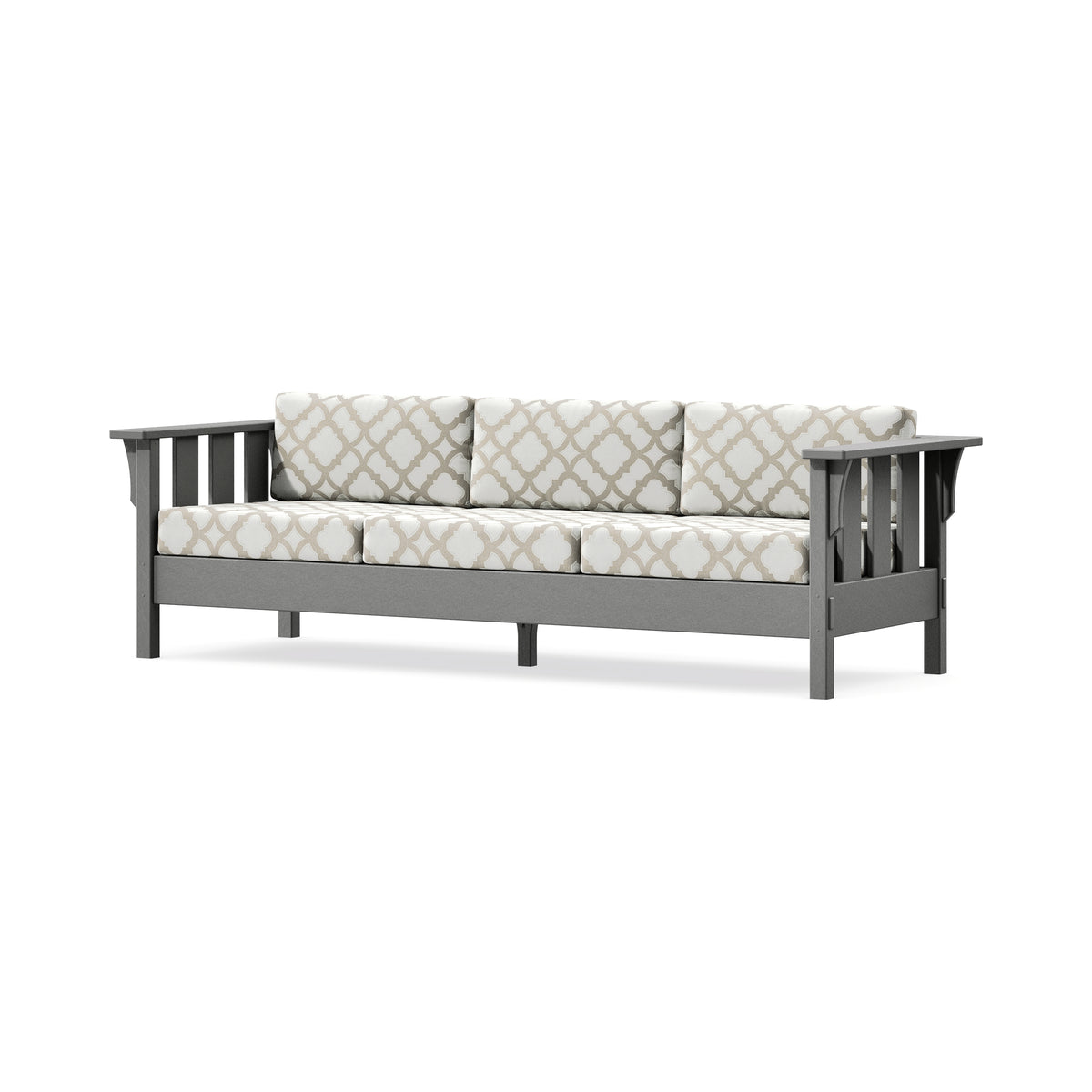 POLYWOOD Acadia Deep Seating Sofa in Slate Grey / Trellis Dune Burlap