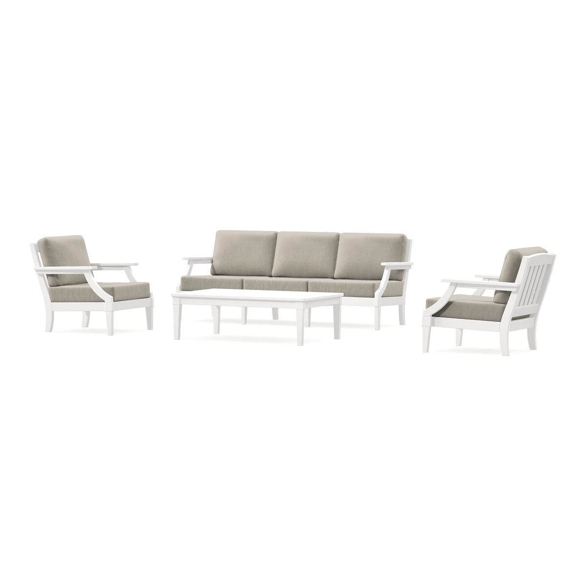 POLYWOOD PW Designer Series Estate 4-Piece Lounge Sofa Set in Vintage White / Cast Ash