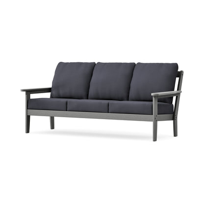 POLYWOOD Cottage Deep Seating Sofa in Slate Grey / Midnight Linen